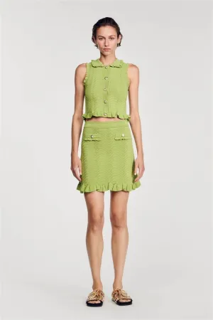 Retro Knit Two-Piece Set with Ruffle Details