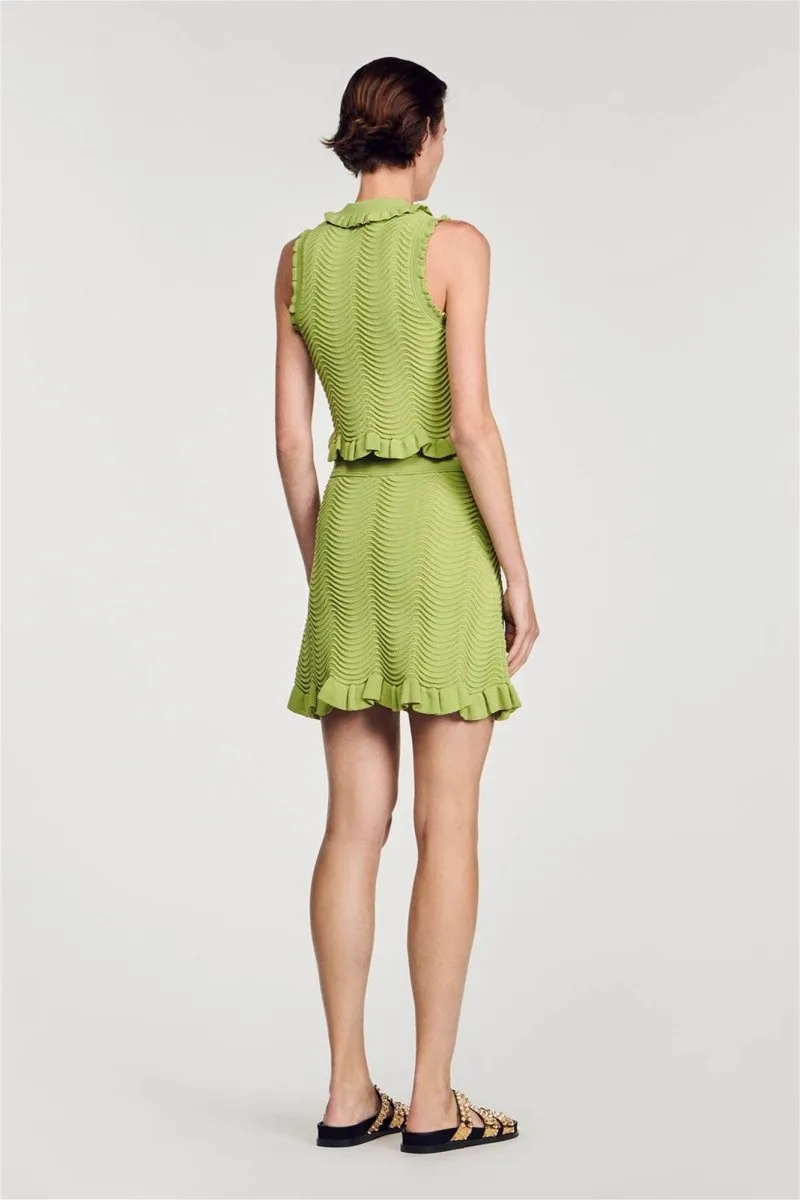 Retro Knit Two-Piece Set with Ruffle Details