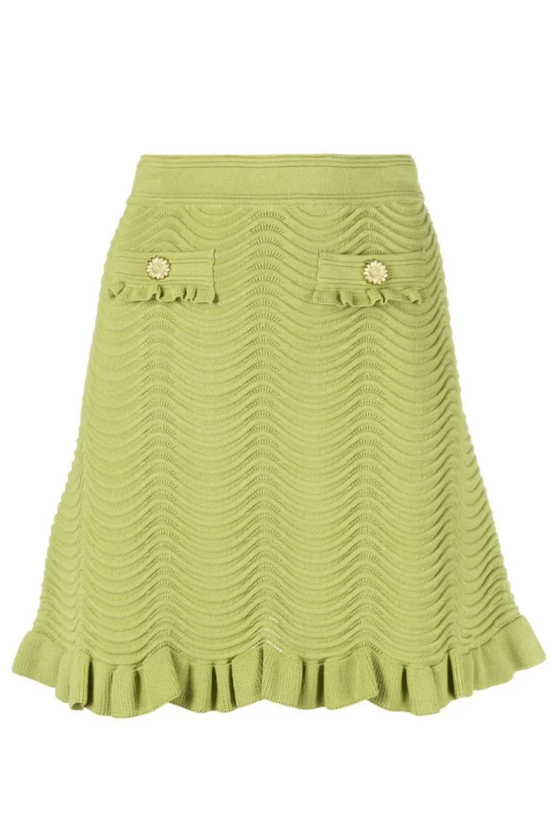 Retro Knit Two-Piece Set with Ruffle Details