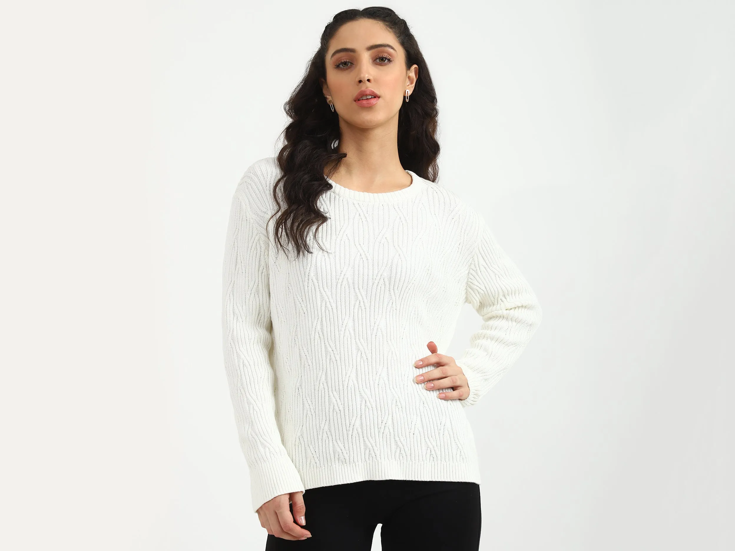 Round Neck Textured Top