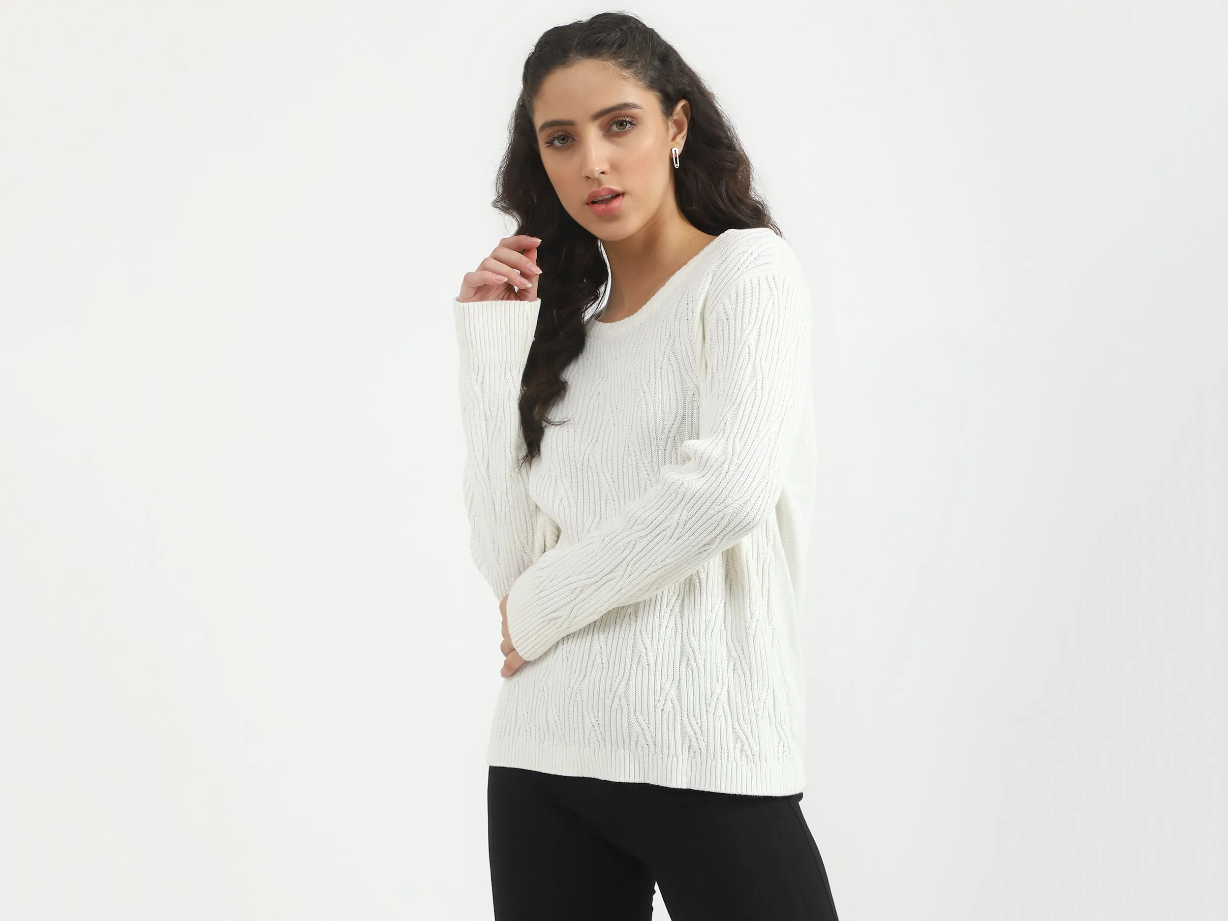 Round Neck Textured Top