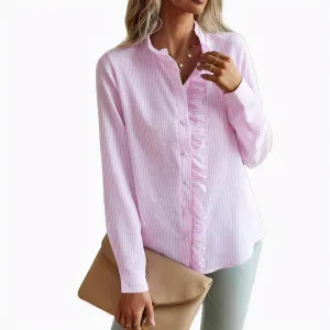 Ruffled Button-Up Blouse: Chic & Textured