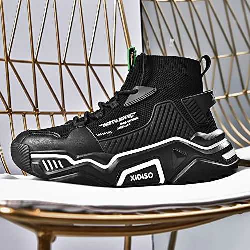 SANNAX Fashion Shoes for Mens High Top Casual Walking Shoes Non Slip Breathable Mesh Lightweight Sneakers