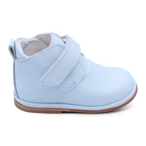 'Sergio' Boys Pale Blue Leather Velcro Boots