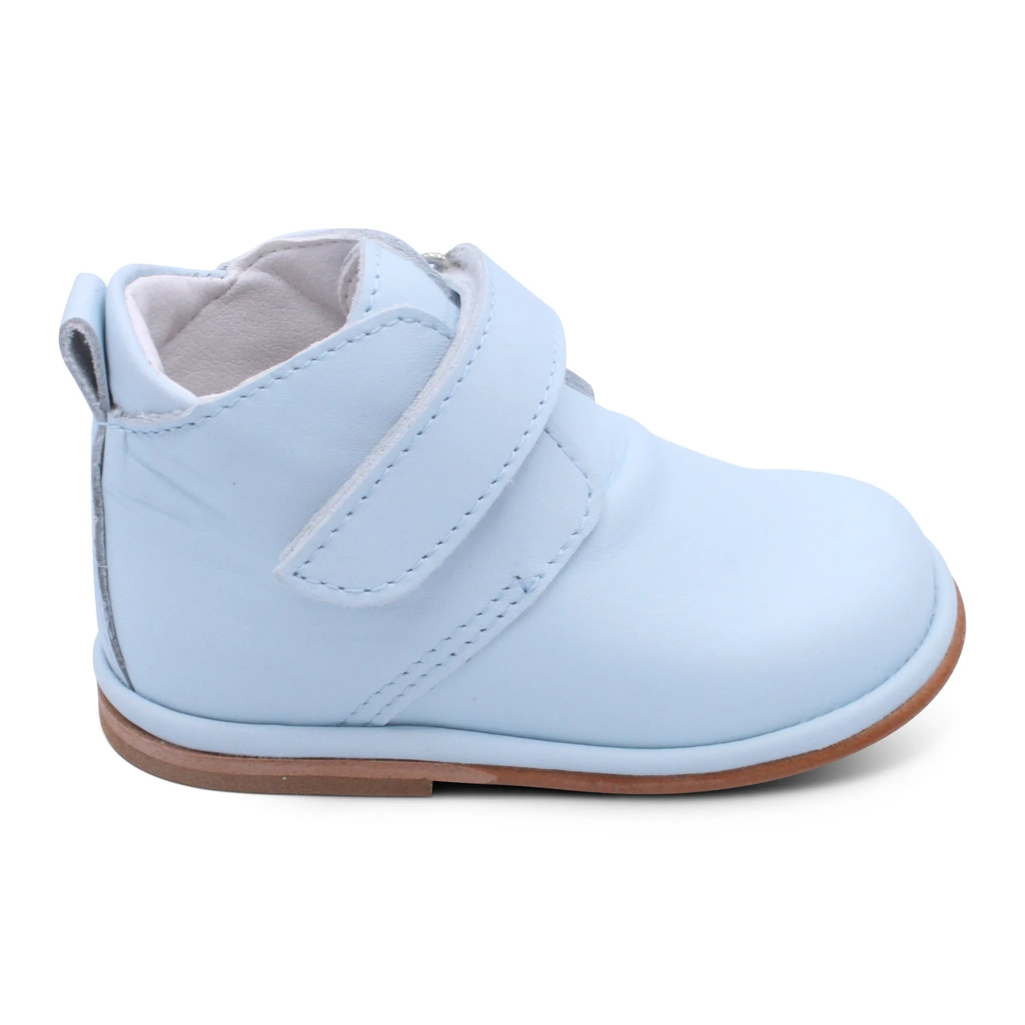 'Sergio' Boys Pale Blue Leather Velcro Boots