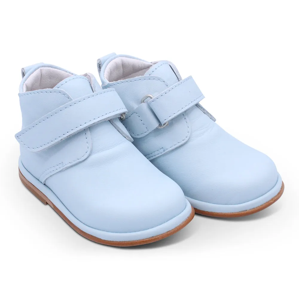 'Sergio' Boys Pale Blue Leather Velcro Boots