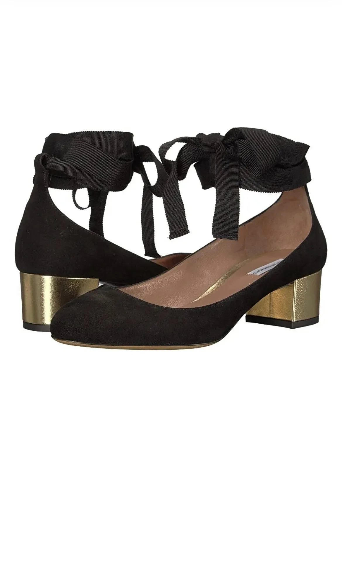 Tabitha Simmons Chloe Black Kidsuede/Gold