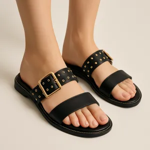 Taylor Swift Two Strap Sliders - Black
