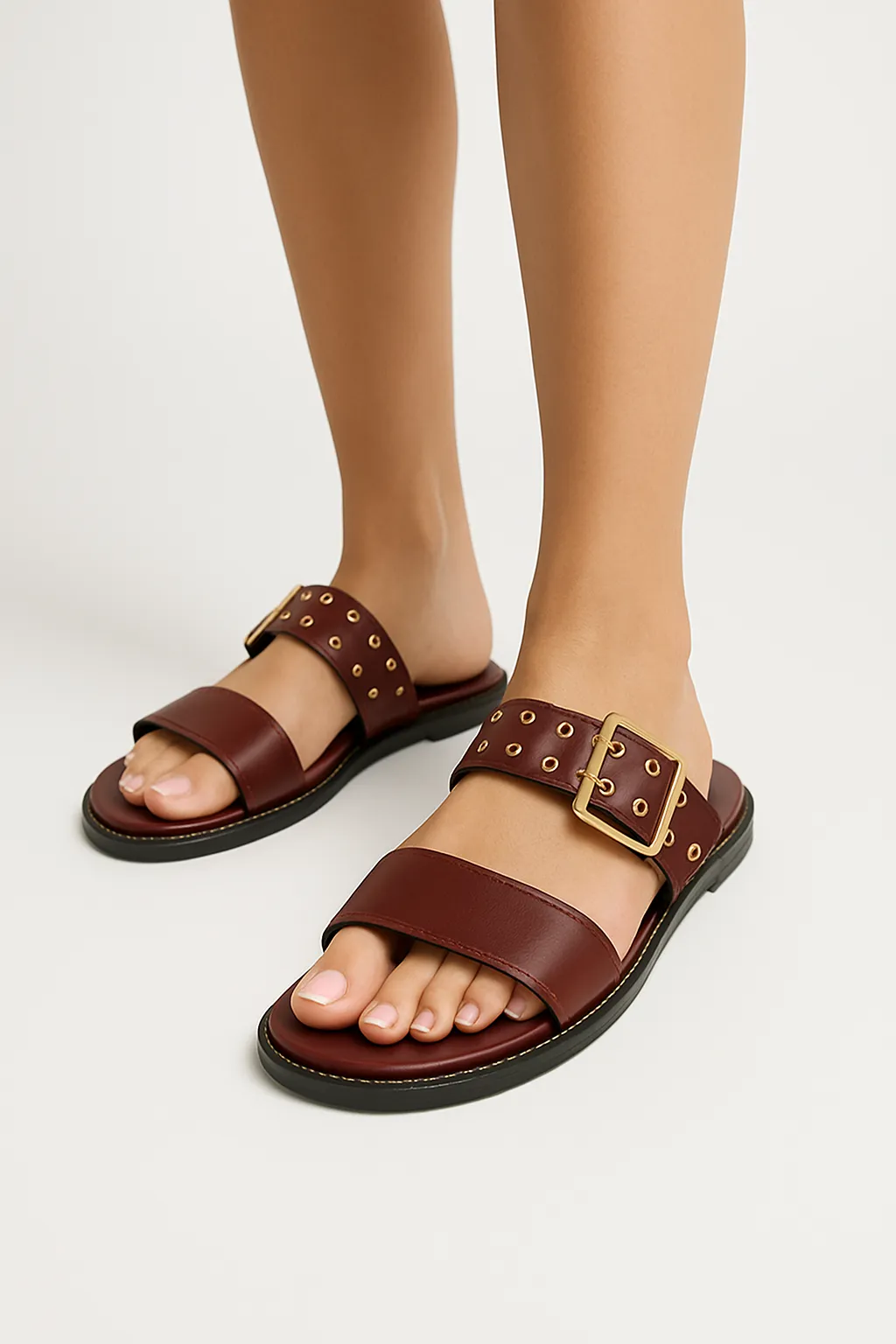 Taylor Swift Two Strap Sliders - Maroon