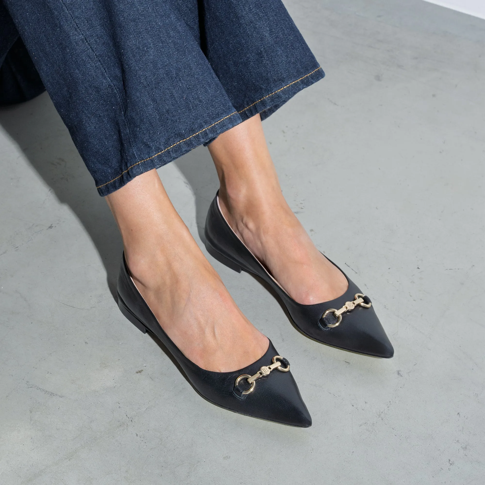 Vendôme Elita black calfskin leather ballerinas
