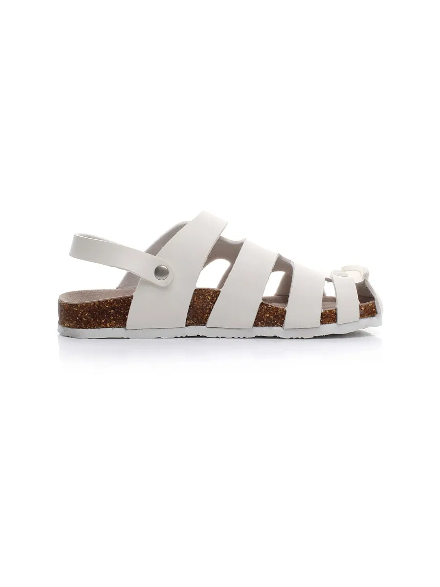 White Cut Out Slingback Sandal
