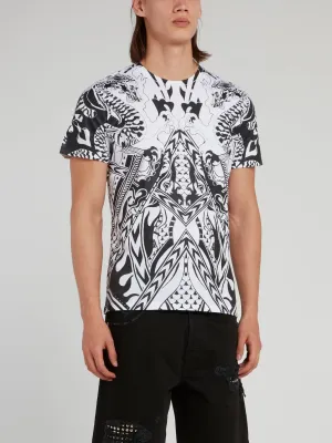 White Sketch Print T-Shirt