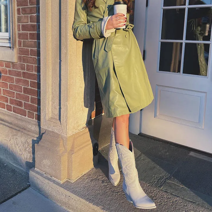 Women's Fashionable Knee-High Zippered Cowboy Boots