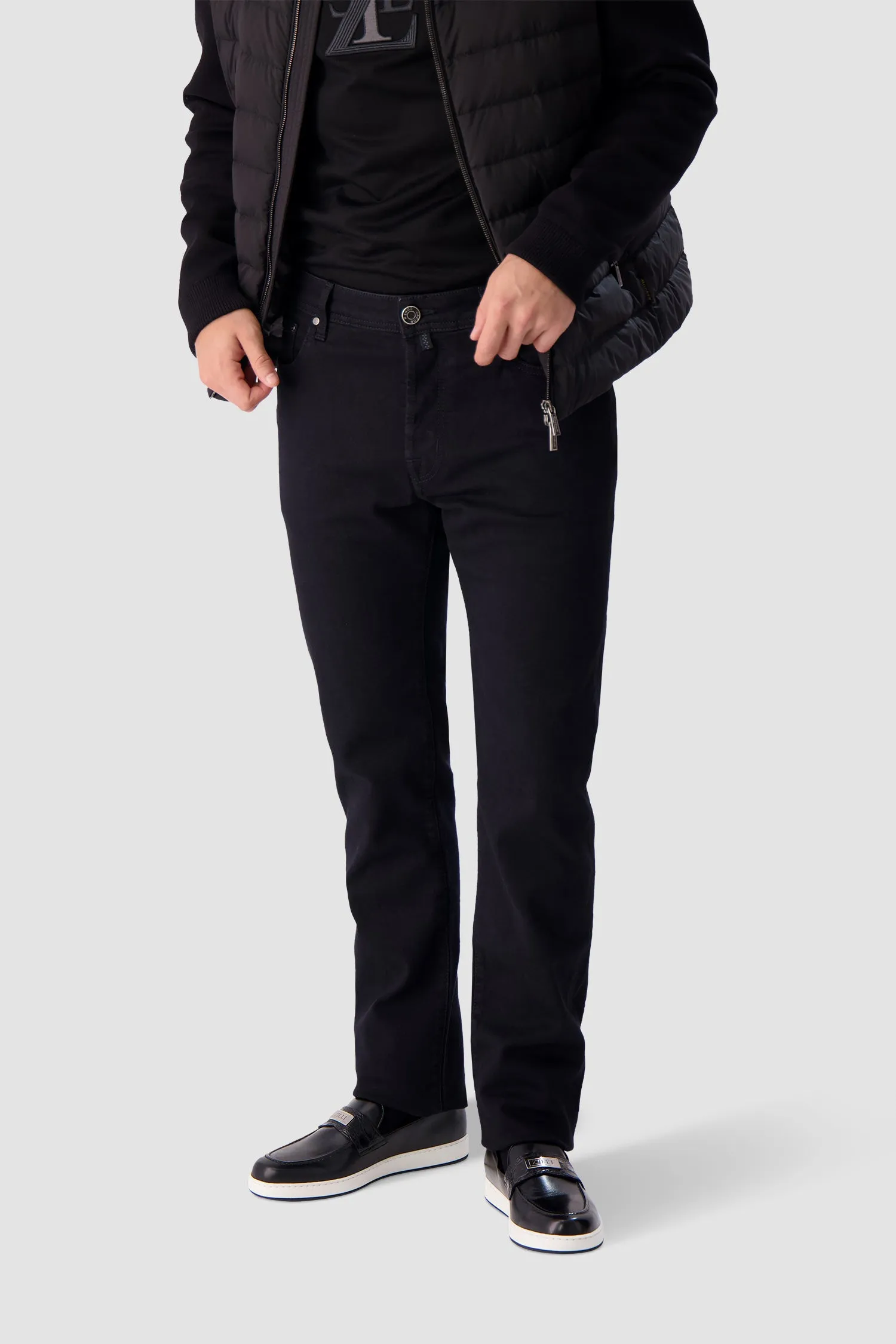 Zilli Black Metal Plate Loafers with Caiman accents